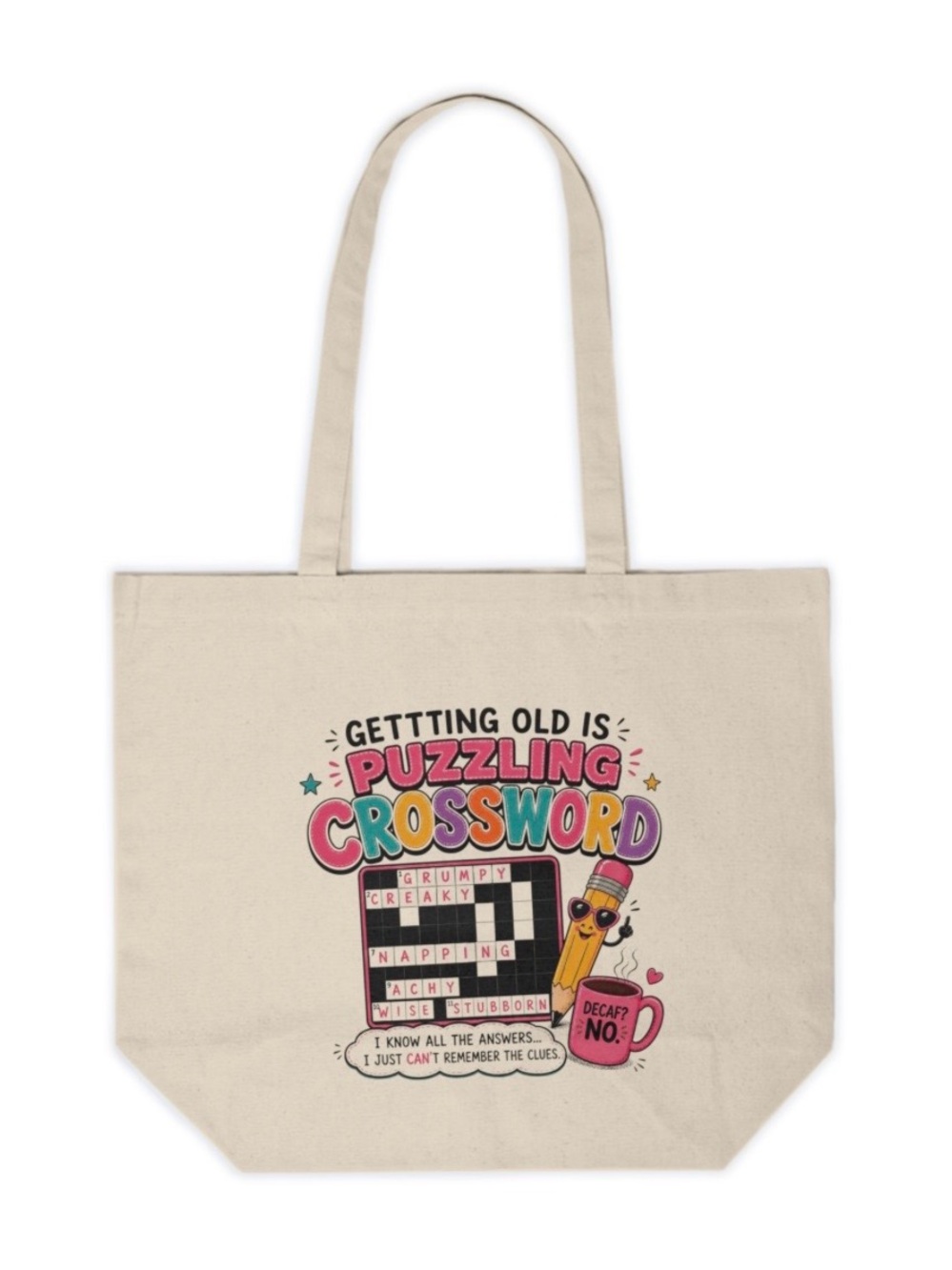 Funny Getting Old Is Puzzling Crossword Canvas Tote Bag